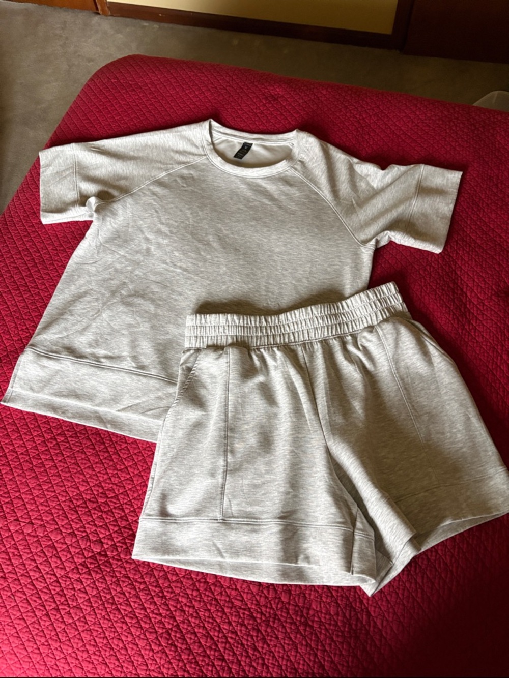 Zobha Heather Cream Short Sleeve Top & Shorts Set